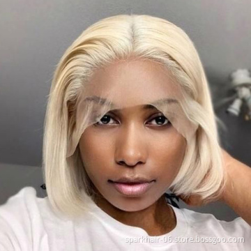 613 Blonde Straight Bob Wig Cheap Raw Brazilian Virgin Human Hair Lace Front Wig Wholesale Transparent Glueless Lace Frontal Wig